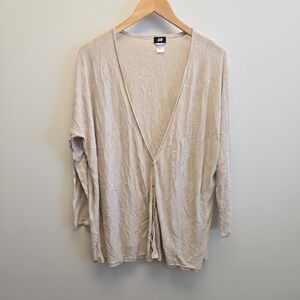 H&M Thin Tan Button Cardigan Oversized Sweater Medium/Large
